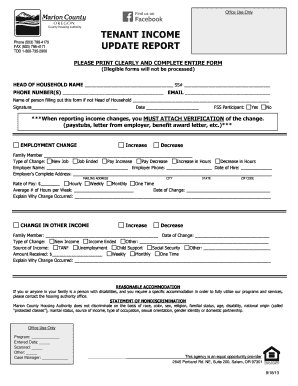 Tenant Income Update Report