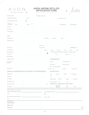 Avon Justine Sales Representative Application Form