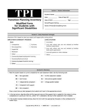 Transition Planning Inventory Form