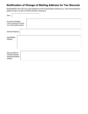 Notification of Change of Mailing Address for Tax Records