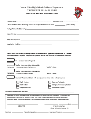 Transcript Release Form