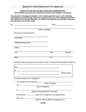 Music Arrangement Permission Request Form
