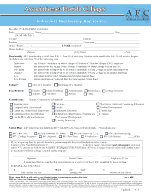 Association of Florida Colleges Membership Application