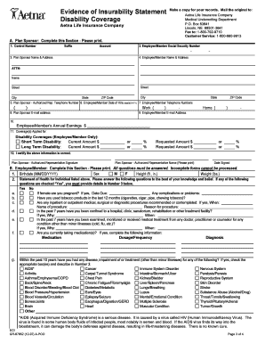 Evidence of Insurability Statement for Disability Coverage