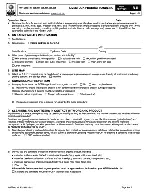 Organic Livestock Product Handling Form