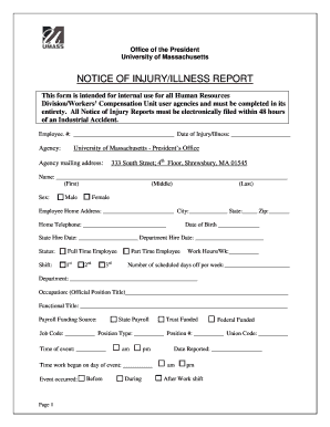 Notice of Injury Illness Report