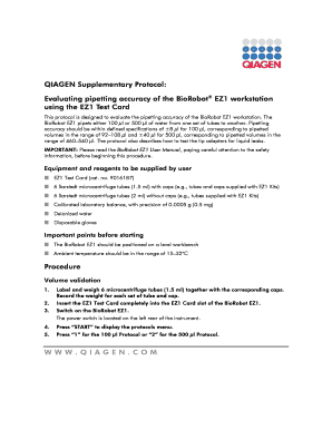 BioRobot EZ1 Pipetting Accuracy Protocol