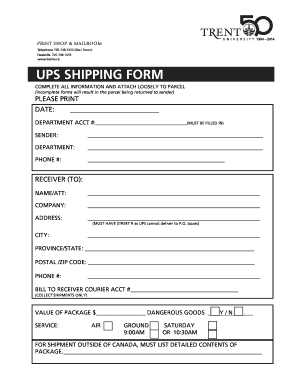 Canada Shipping Form