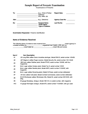 Sample Report of Forensic Examination of Firearms
