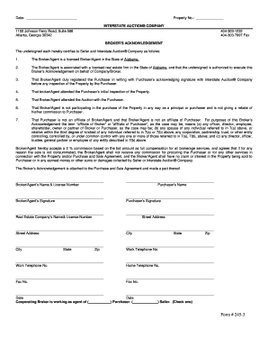 Broker's Acknowledgement Form