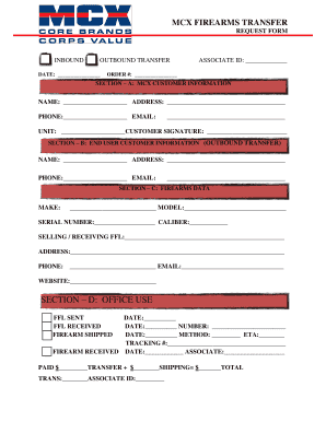 MCX Firearms Transfer Request Form