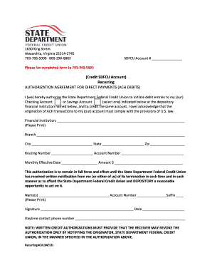 Recurring ACH Authorization Agreement