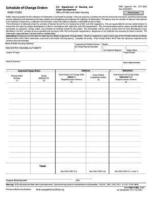 HUD-51002 Schedule of Change Orders