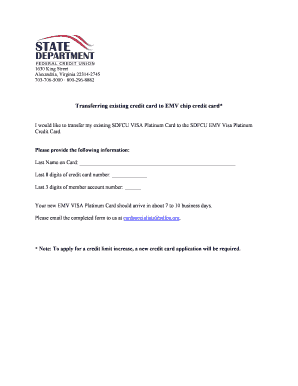 SDFCU VISA Platinum Card Transfer Form