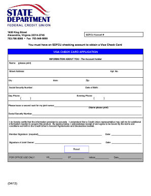 Visa Check Card Application