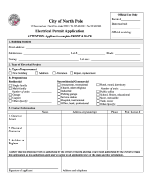 City of North Pole Electrical Permit Application