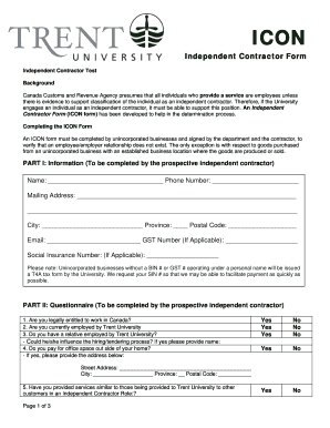 Independent Contractor Form (ICON)