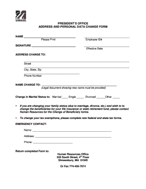 Address and Personal Data Change Form