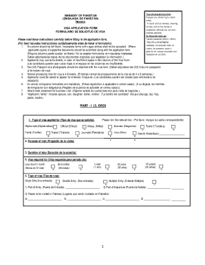 Formulario de Solicitud de Visa de Pakistán