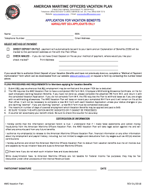 American Maritime Officers Vacation Plan Application