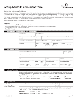 Sun Life Group Benefits Enrolment Form