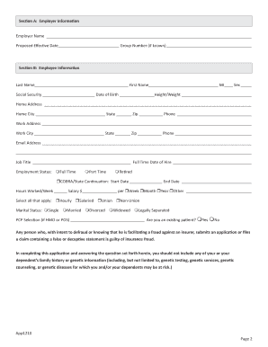Ohio Uniform Small Group Employee Application