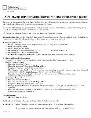 Automatic Deposit Authorization Form