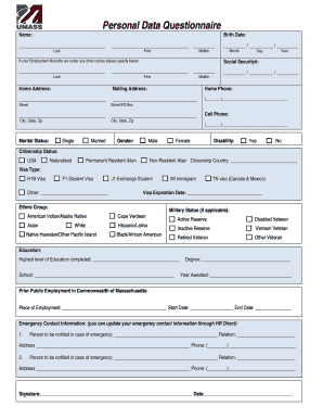 Personal Data Questionnaire
