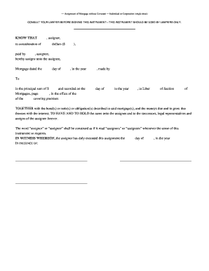 Assignment of Mortgage without Covenant