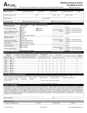 Employee Medical Dental Vision Enrollment Form