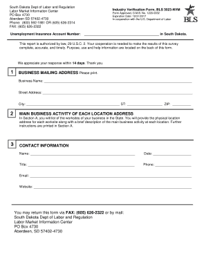 South Dakota Industry Verification Form