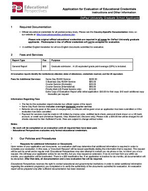 DePaul University Graduate School Credential Evaluation Application