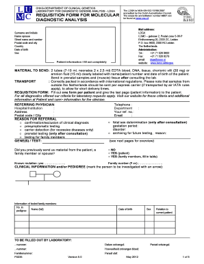 Requisitieformulier voor moleculaire diagnostiek