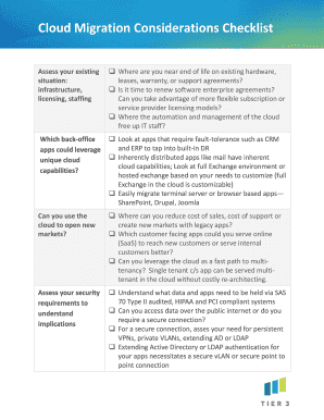 Cloud Migration Considerations Checklist