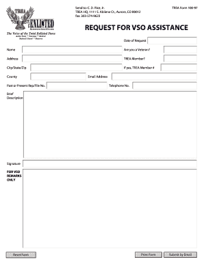 Request for VSO Assistance Form