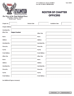 Roster of Chapter Officers Form
