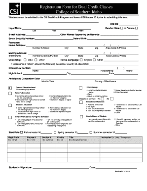 Dual Credit Registration Form
