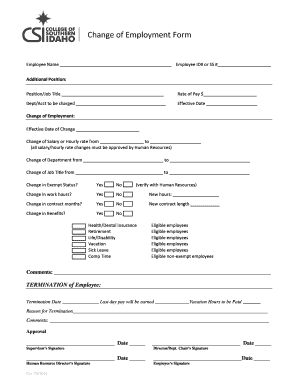 Change of Employment Form