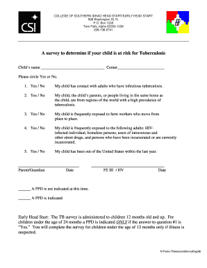 Tuberculosis Risk Assessment Form