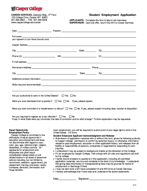 Casper College Student Employment Application