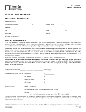 Lincoln DirectorSM Dollar Cost Averaging Form