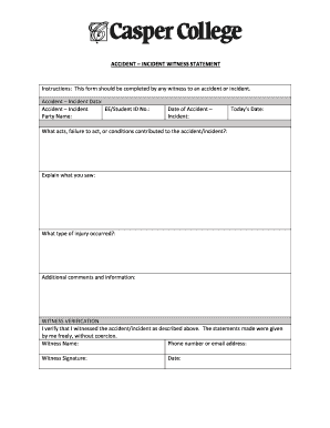 Accident Incident Witness Statement Form