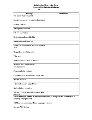 Socialization Observation Form