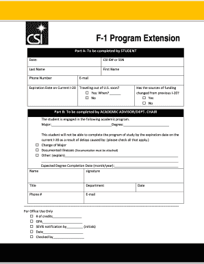 F-1 Program Extension Form - College of Southern Idaho - csi