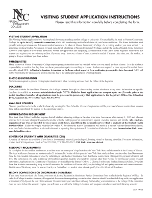 Nassau Community College Visiting Student Application