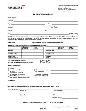 Banking Reference Letter