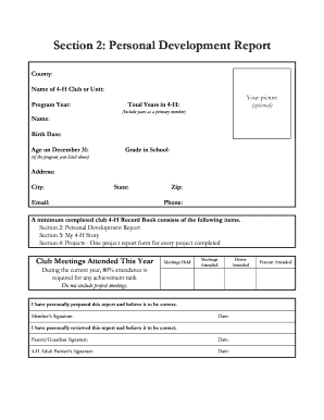 4-H Personal Development Report