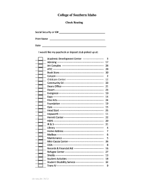 College of Southern Idaho Paycheck Pickup Form