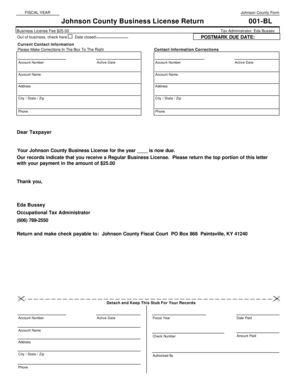 Johnson County Business License Return