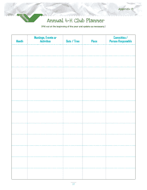 4-H Club Annual Planner